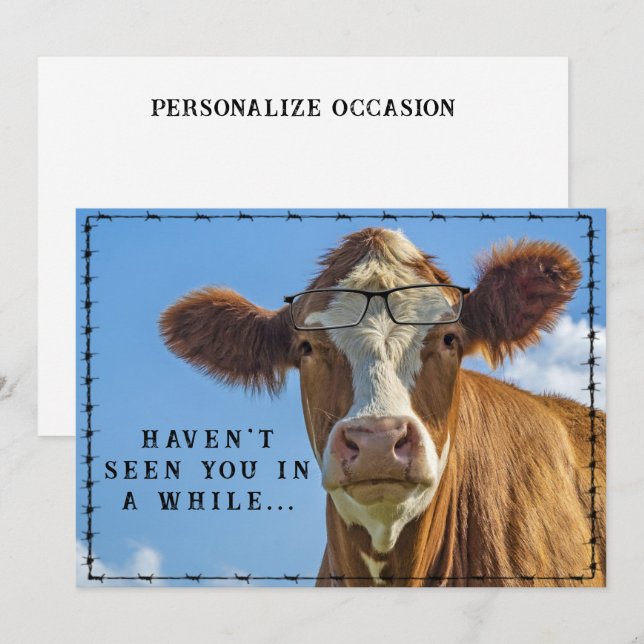 Cartão De Festividades Óculos de Vaca de Fazenda Western Ranch (Frente/Verso)