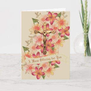 Cartão De Festividades Oferta de Missa Católica Outono Floral Cálice de O