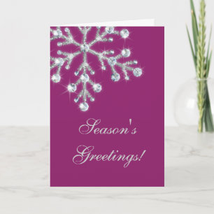 Cartão De Festividades Offset Crystal Snowflake Holiday Card (magenta)