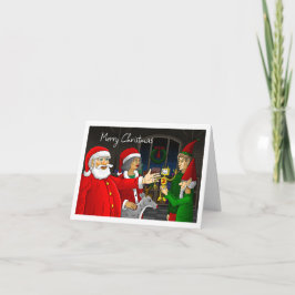 Cartão De Festividades Oficina de Natal do Papai Noel e da Sra. Claus