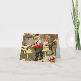 Cartão De Festividades Oficina do Natal de Papai Noel do vintage