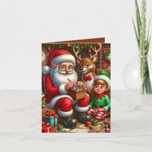 Cartão De Festividades Oficina do Papai Noel no polo norte personalizável