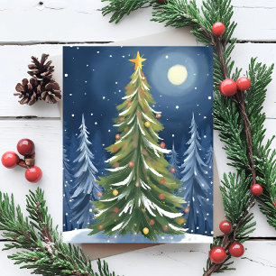 Cartão De Festividades Oh Árvore de Natal Paisagem de Inverno Nevado