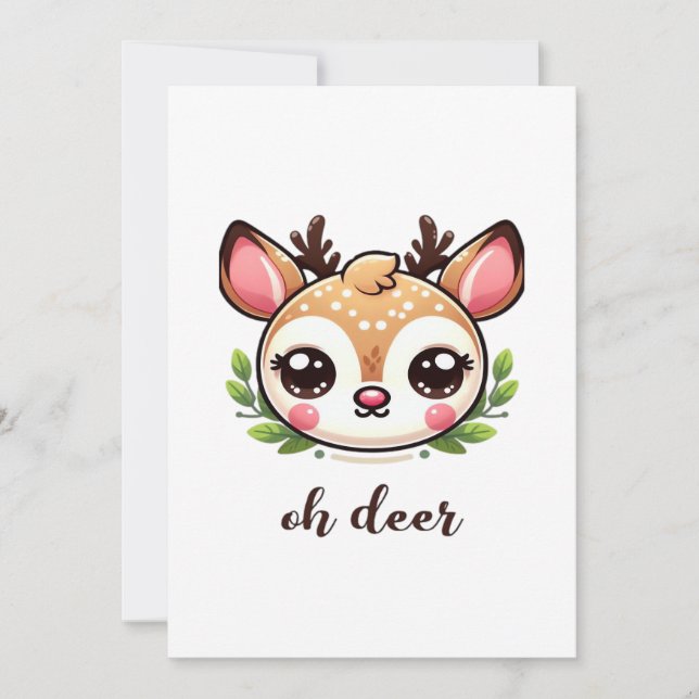 Cartão De Festividades Oh Deer Cute Deer Minimal Design (Frente)