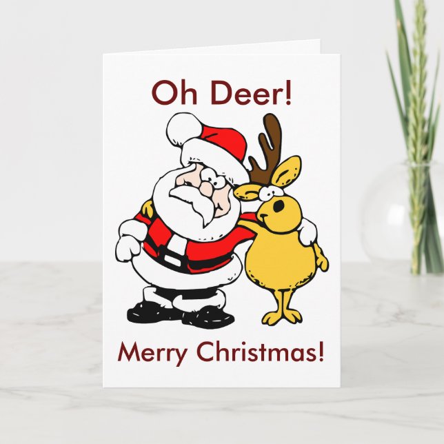 Cartão De Festividades Oh Deer Feliz Papais noeis de Natal Reindeer Pals  (Frente)