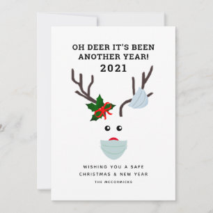 Cartão De Festividades Oh Deer Outro Ano 2021 Engraçado Rosto Máscara R