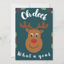 Cartão De Festividades Oh Deer Que Ano Natal Animal Sem Foto