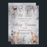 Cartão De Festividades Oh Deer Rustic Winter Floral Feliz Natal<br><div class="desc">Doce "Oh Deer" com o tema "Feliz Natal" Amoras florais de inverno e folhas de design com dois veados bonitos olhando para seus detalhes de saudação em ambos os lados.</div>