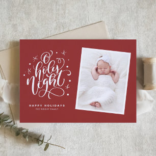 Cartão De Festividades Oh Holy Night Script Red Christmas Photo