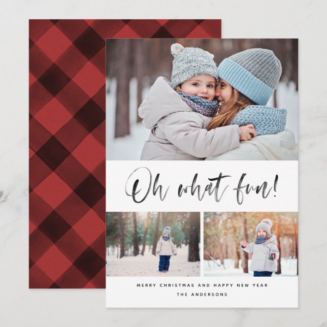 Cartão De Festividades Oh Que Diversão Moderna Escrita De Pincel (Frente/Verso)