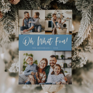 Cartão De Festividades Oh Que Diversão Script Natal Foto Azul Jeans