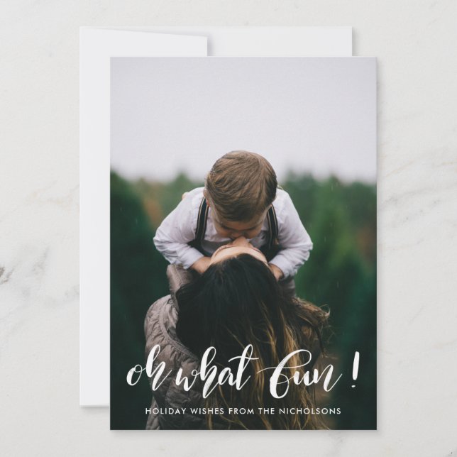 Cartão De Festividades Oh Que Foto De Feriado Branca E Divertida (Frente)