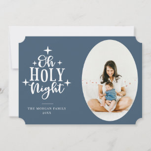Cartão De Festividades Oh Santa Noite Foto Azul
