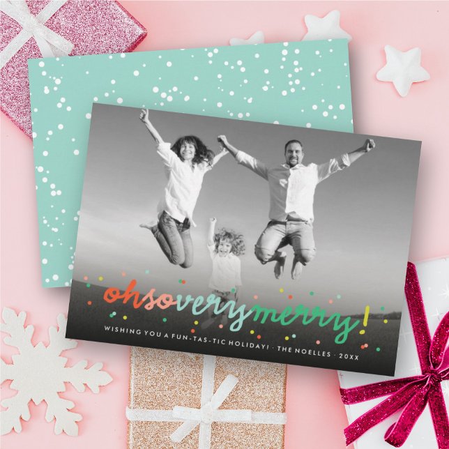 Cartão De Festividades Oh, Tão Feliz Foto Divertida de Confetti Dots (Criador carregado)