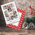 Cartão De Festividades Oh veado que ano de revisão foto colagem vermelha<br><div class="desc">Oh vejam que ano na revista doze fotos colage Red Holiday Card. Um cartão de Natal moderno, com uma coleção de fotos de doze fotos com a cinza, um para cada mês, e a mensagem: "Oh veado, que ano" em vermelho com uma cinza em vez da palavra veado. O verso...</div>