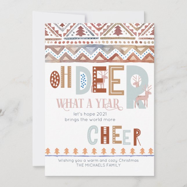 Cartão De Festividades Oh Veado Que Ano Fairisco Nórdico (Frente)