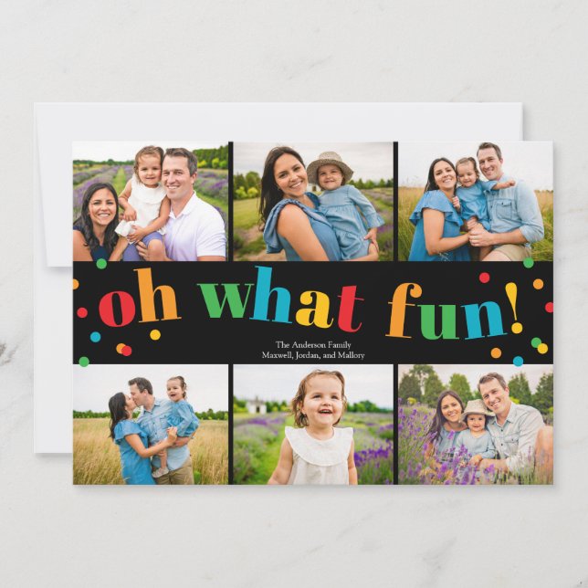 Cartão De Festividades Oh What Fun 6 Photo Collage Christmas Holiday Card (Frente)