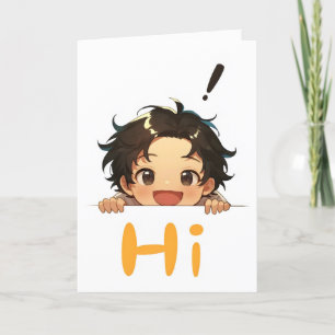 Cartão De Festividades Oi Anime Boy Chibi