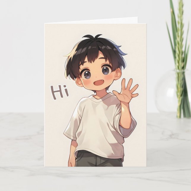 Cartão De Festividades Oi anime de chibi Boy (Frente)