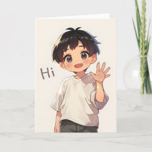 Cartão De Festividades Oi anime de chibi Boy