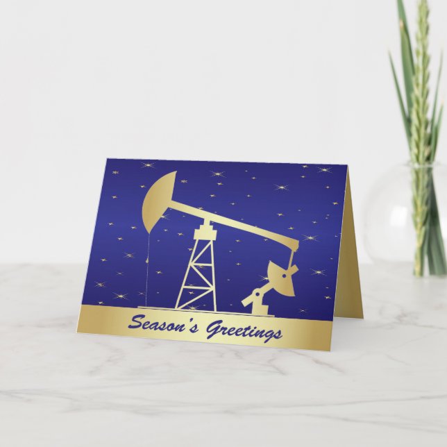 Cartão De Festividades Oil Pump Jack Holiday Season's Greeting Card (Frente)