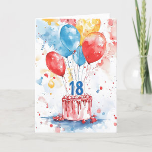 Cartão De Festividades Oitava Bolo de Aniversário Colorida