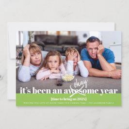 Cartão De Festividades Ok, Ano Novo, Moderno, Simples Foto Engraçado Verd