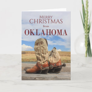 Cartão De Festividades Oklahoma Cowboy Boot Christmas Card