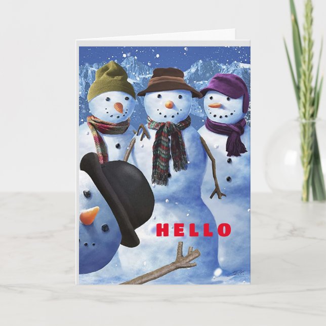 CARTÃO DE FESTIVIDADES OLÁ/MERRY NATAL PARA "VOCÊ" DIZ SNOWMEN (Frente)