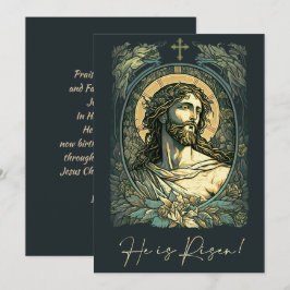Cartão De Festividades Olá, Risen! Art Nouveau Jesus Páscoa de pintura