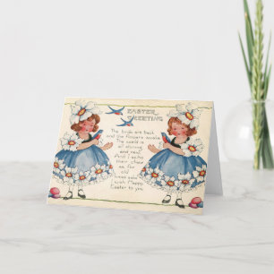 Cartão De Festividades Old Antique Vintage Happy Easter wish greetings
