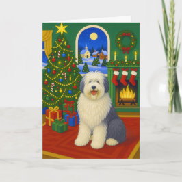 Cartão De Festividades Old English Sheepdog Holiday Card