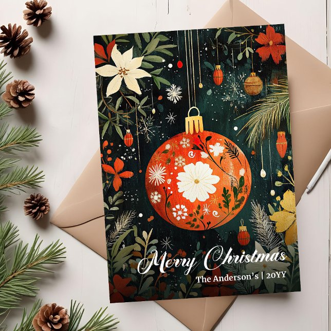 Cartão De Festividades Old Fashioned Christmas Bauble Digital Greeting (Old Fashioned Christmas Bauble Digital Greeting Holiday Card)