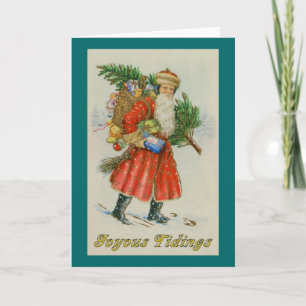 Cartão De Festividades Old Fashioned Santa with Pack Christmas Card