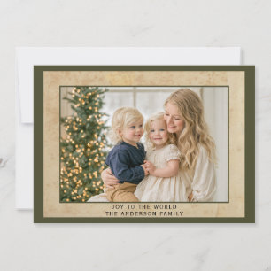 Cartão De Festividades Olive Green Alegria para o Mundo Multi Foto Heirlo