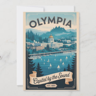 Cartão De Festividades Olympia Vintage Washington Viagem Retro