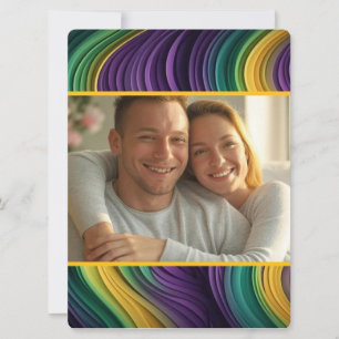 Cartão De Festividades onda colorida Mardi Gras personalizada, com padrão