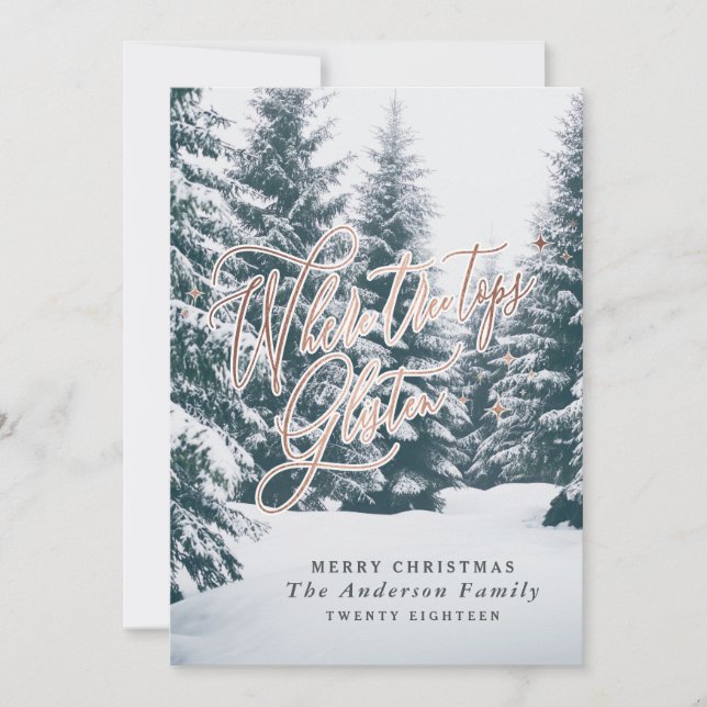 Cartão De Festividades Onde os topos das árvores escutam o Natal (Frente)