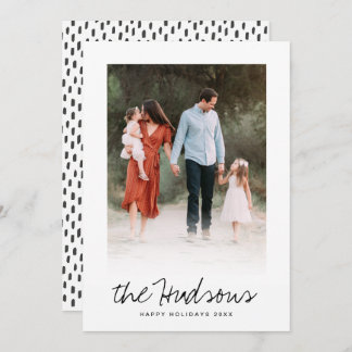 Cartão De Festividades One Photo Elegant Black Script Calligraphy Flat