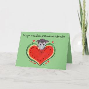 Cartão De Festividades Opossum Love you more than Possum with Watermelon