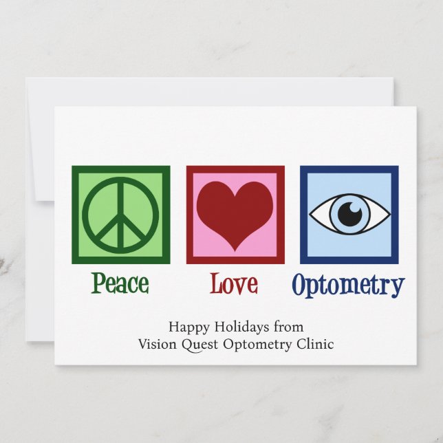 Cartão De Festividades Optomestrista Personalizado do Peace Love (Frente)