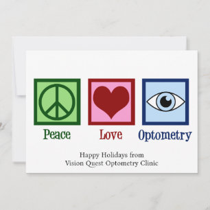 Cartão De Festividades Optometria Paz Amor Optometrista Personalizado