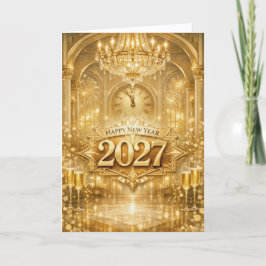 Cartão De Festividades Opulent Gold Ballroom Happy New Year 2027