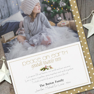 Cartão De Festividades Oração de Natal Cristã para a Paz na Terra