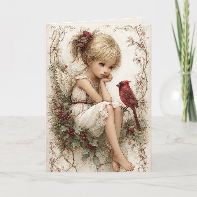 Cartão De Festividades Oração de Natal de Cardeal (Frente)