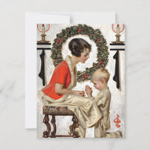 Cartão De Festividades Oração de Natal de Leyendecker 1921