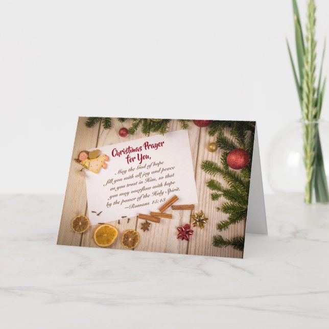 Cartão De Festividades Oração de Natal, Deus da Esperança Enche-o de Aleg (Frente)