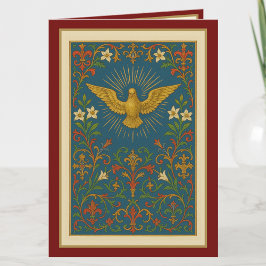 Cartão De Festividades Oração do Sacramento da Confirmação Verde Dourado