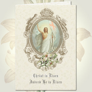 Cartão De Festividades Oração Religiosa de Páscoa Ressurreição de Jesus