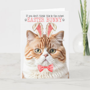 Cartão De Festividades Orange British Shorthair Cat Bunny Ears para Pásco